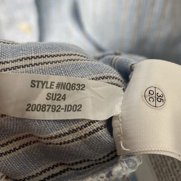 MADEWELL Linen Midi Dress Women XS Blue Stripe NEW Button Front Pockets NQ632 - Picture 16 of 16